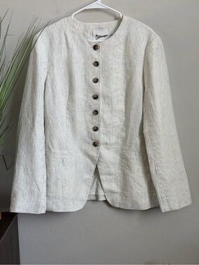 Madewell The Nolita Cutaway Blazer in Pinstripe Linen NWT Size 16
